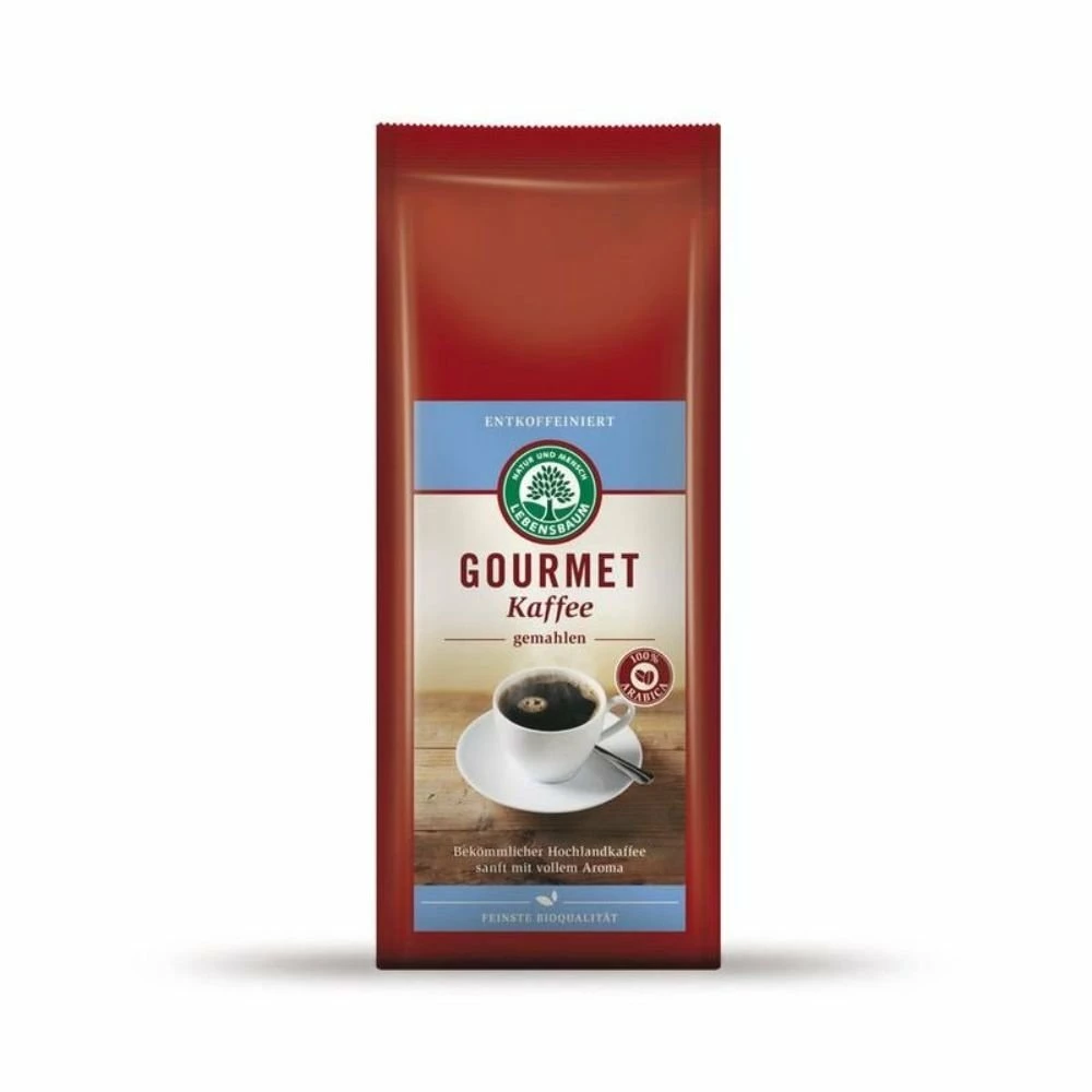 Bio Kaffee Gourmet, Gemahlen, Entkoffeiniert 3 Bio Kaffee Gourmet, Gemahlen, Entkoffeiniert